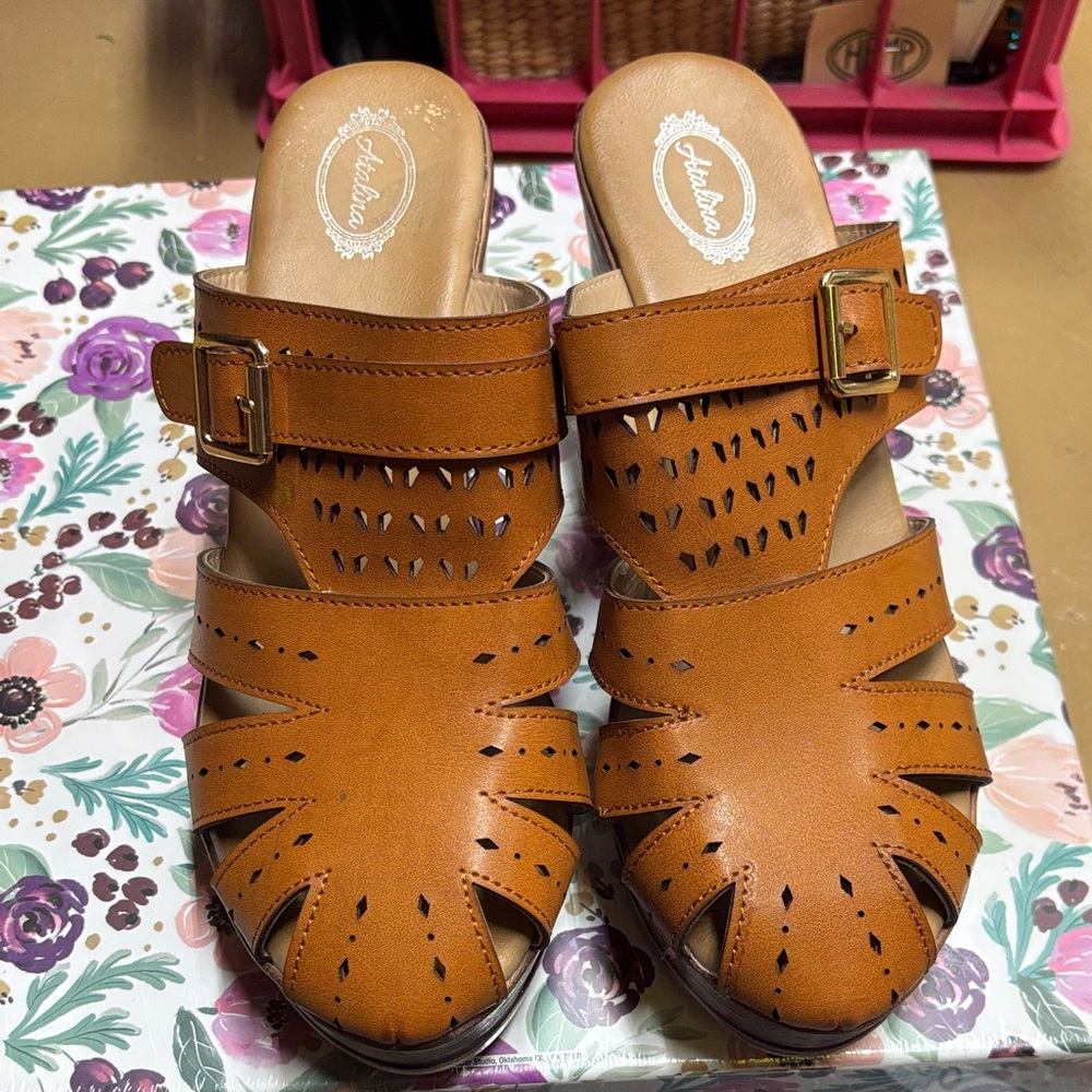 Atalina Women's Brown Cutout Mules